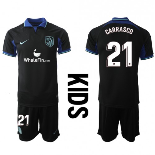 Atletico Madrid Yannick Carrasco #21 Bortedraktsett Barn 2022-23 Kortermet (+ Korte bukser)